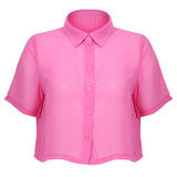 Chiffon Pleat Back Cropped Shirt